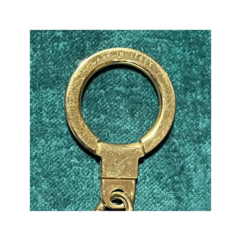 Louis Vuitton gold Bag Charm Keychain Made in Italy Carabiner Ring Slide EC
